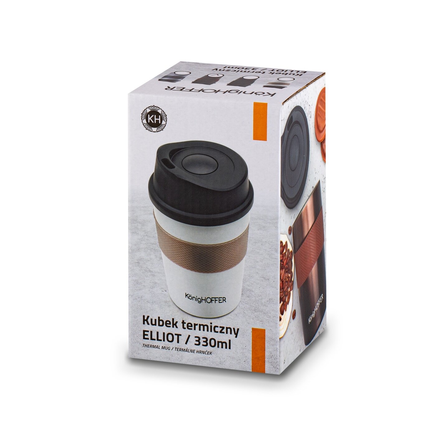 Biały KUBEK TERMICZNY na kawę USTNIK Elliot 330ml Model Elliot