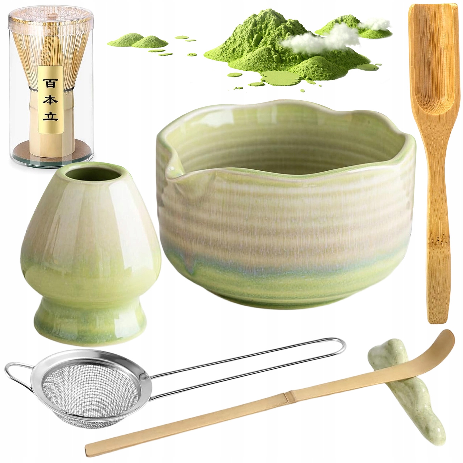 Set Na Čaj Matcha, Sada Metliček 7 Ks S Keramickou Miskou Na Čaj Matcha