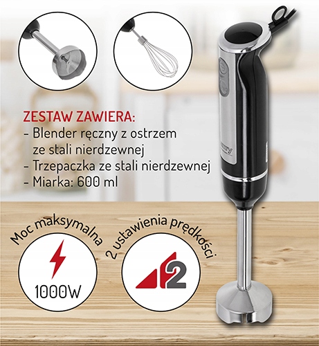 Blender ręczny CR 4621 - 2 w 1, 600W, stal nierdzewna, TURBO