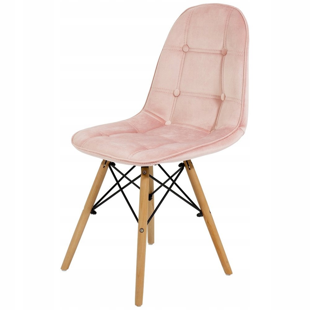 4 x KRZESŁO TAPICEROWANE RÓŻOWE WELUROWE PIKOWANE Wysokość mebla 83 cm