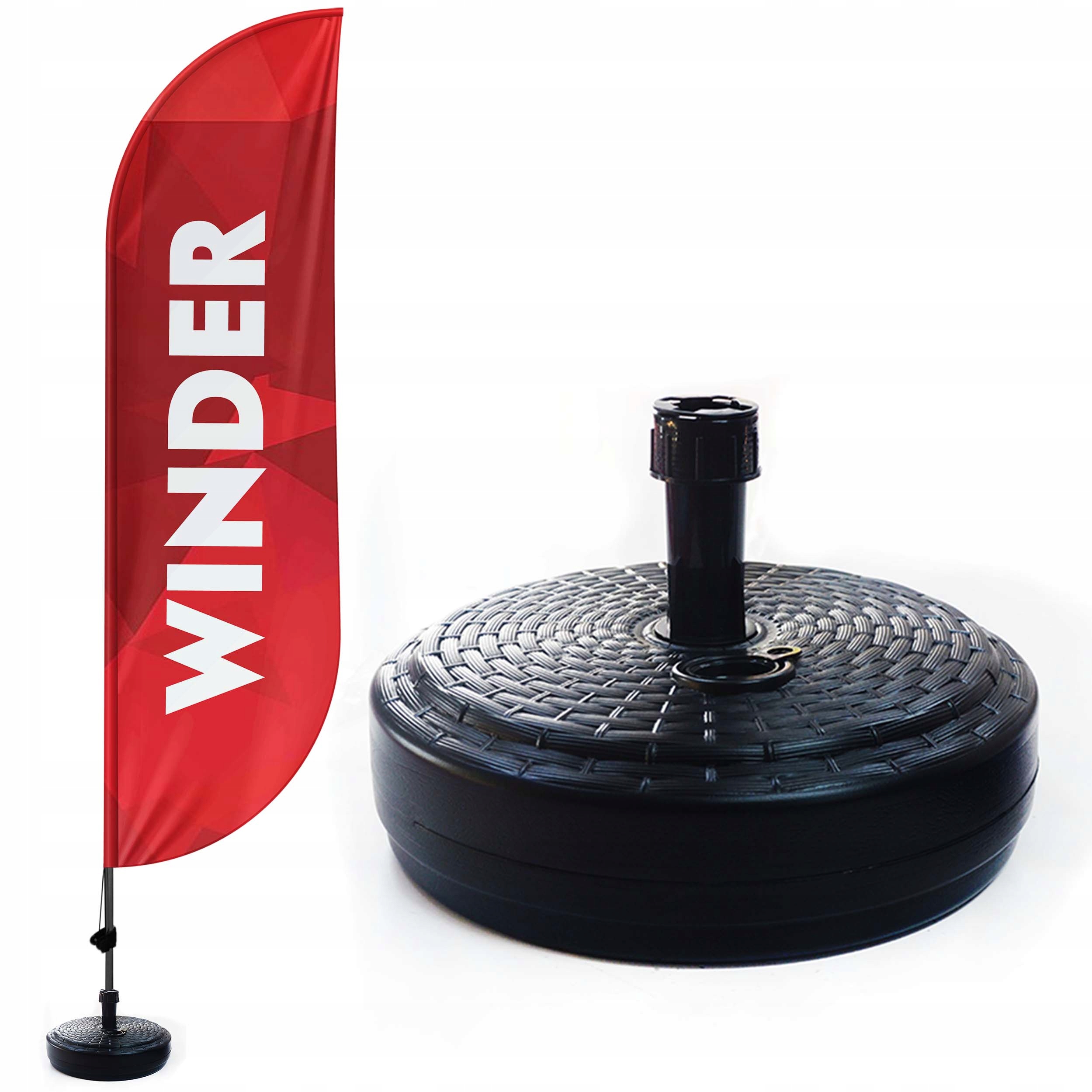 WINDER BEACH ŻAGIEL FLAGA REKLAMOWA flying 350cm + PODSTAWA WODNA + PROJEKT
