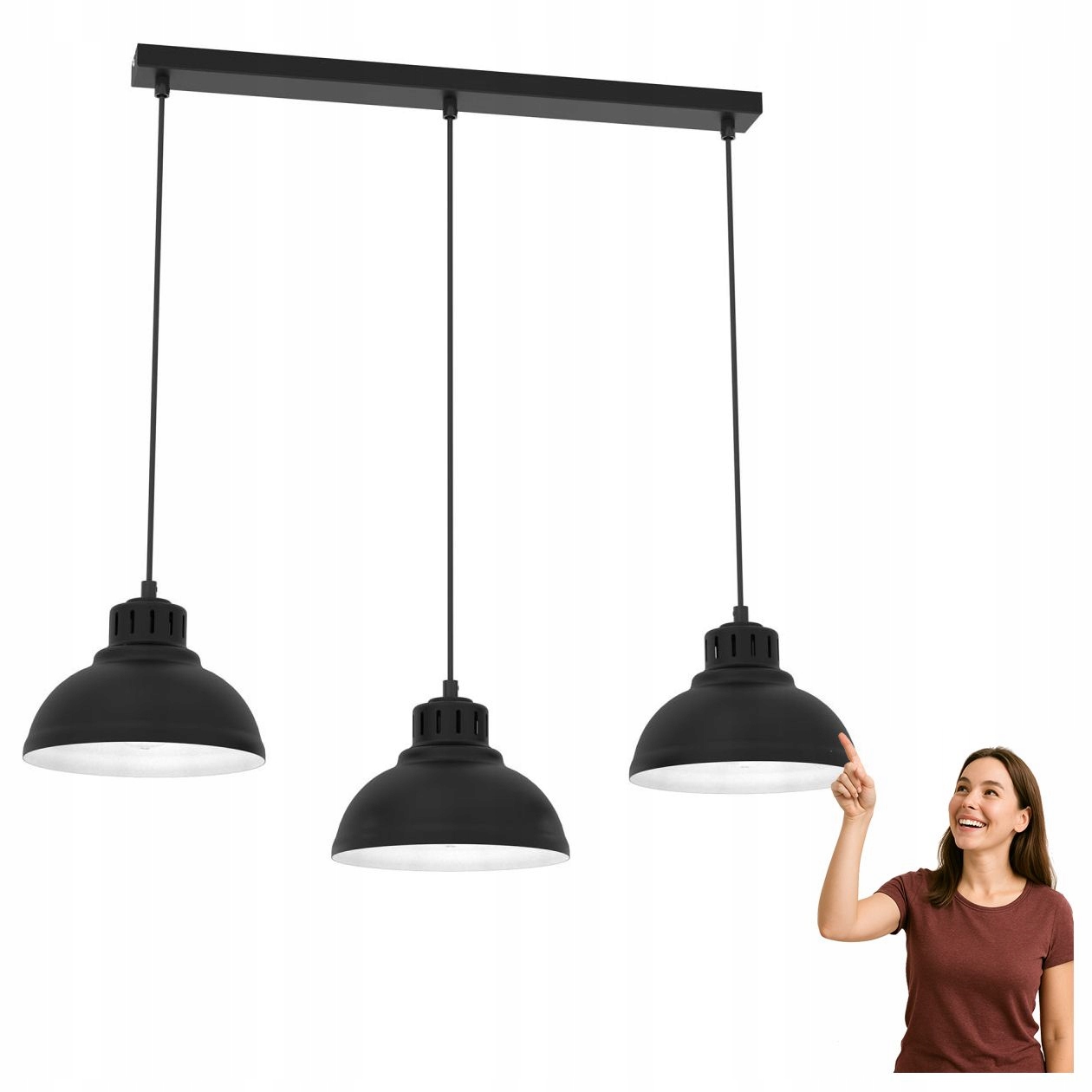 Čierna trojitá závesná lampa na lište Sven 9083 Luminex