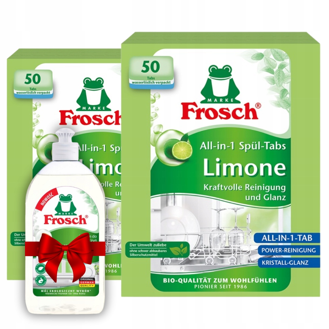 Levně Frosch Limetkové Tablety do Myček All-in-1 100 ks Dárek