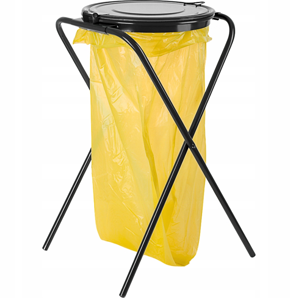 Kosz Na Śmieci Grafitowy Z Pokrywą Stojak Na Worki Do Segregacji Odpadów
