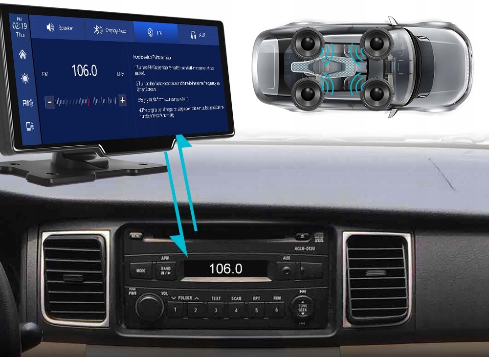 RADIO STACJA MULTIMEDIALNA MONITOR ANDROID AUTO APPLE CARPLAY DVR 2 KAMERY Komunikacja AirPlay
