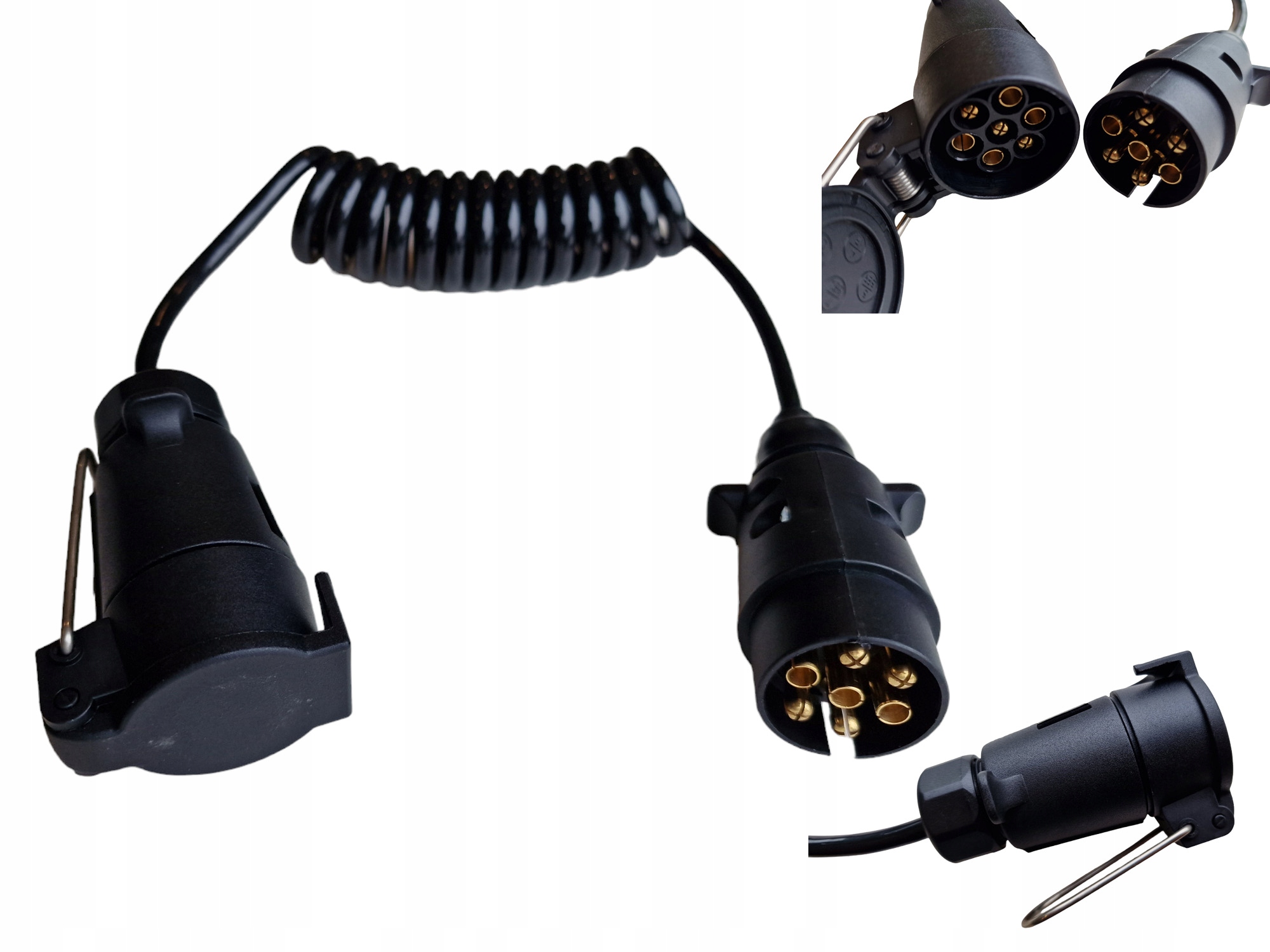 Przewód Elektryczny Spiralny Do Przyczep Wtyczka I Gniazdo 7 Pin 1,5M kabel