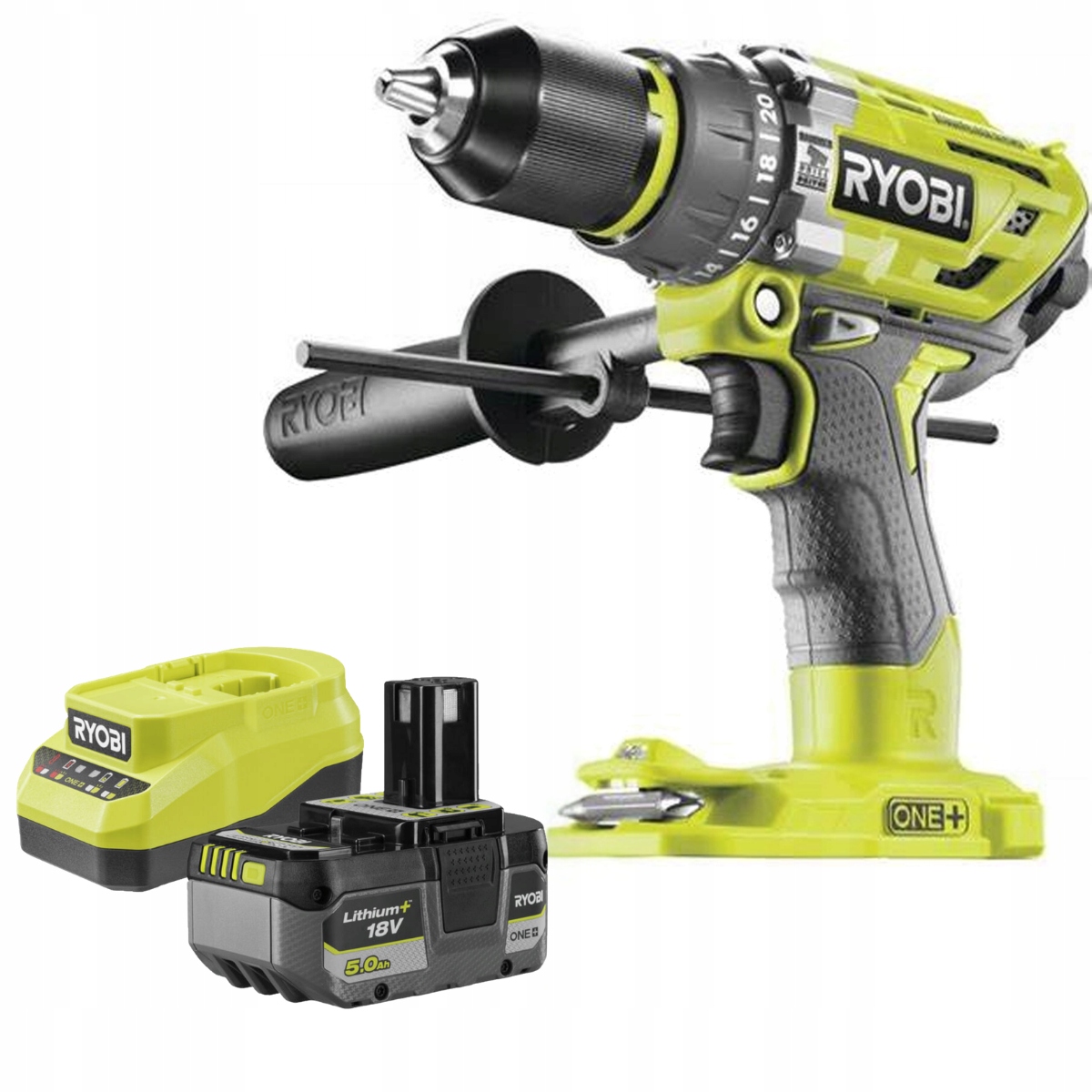 Ryobi R18PD7 Aku Šroubovák Bezkartáčový 85 Nm nabíjení Akumulátor 5 Ah