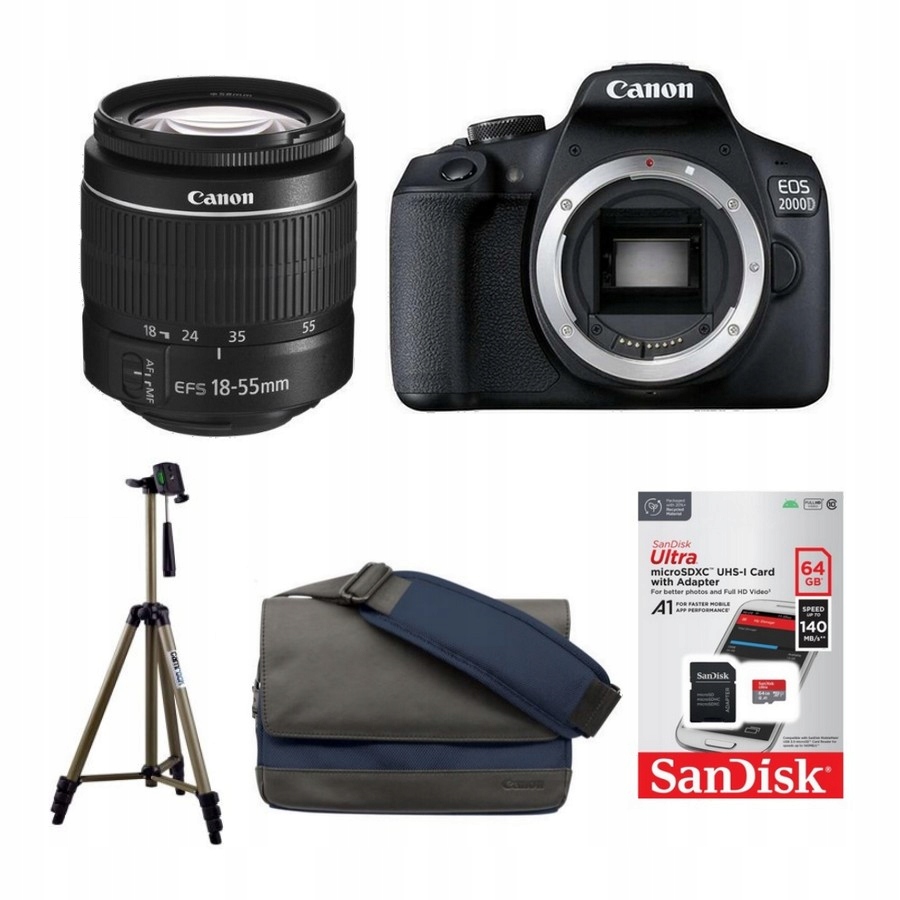 Fotoaparát Canon 2000D 18-55 DC III Taška Canon Sandisk 64GB Sdhc Adapt