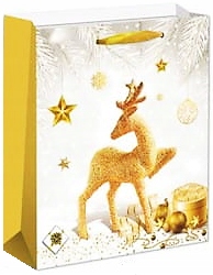 

Świąteczna Torebka Brokat Złoty Renifer 14/12/6 cm