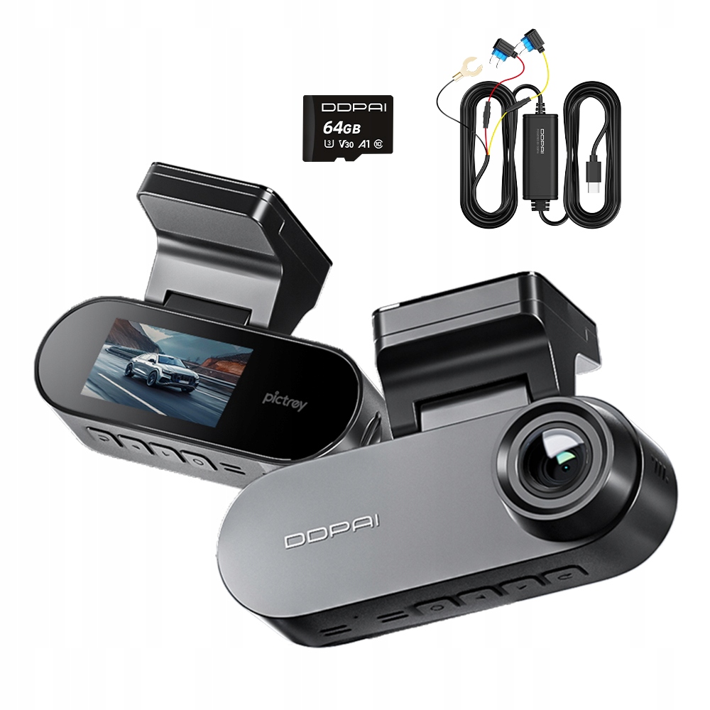 Automobilová Kamera Ddpai Videorekordér Pictrey A400 +64GB Hardwire Kit