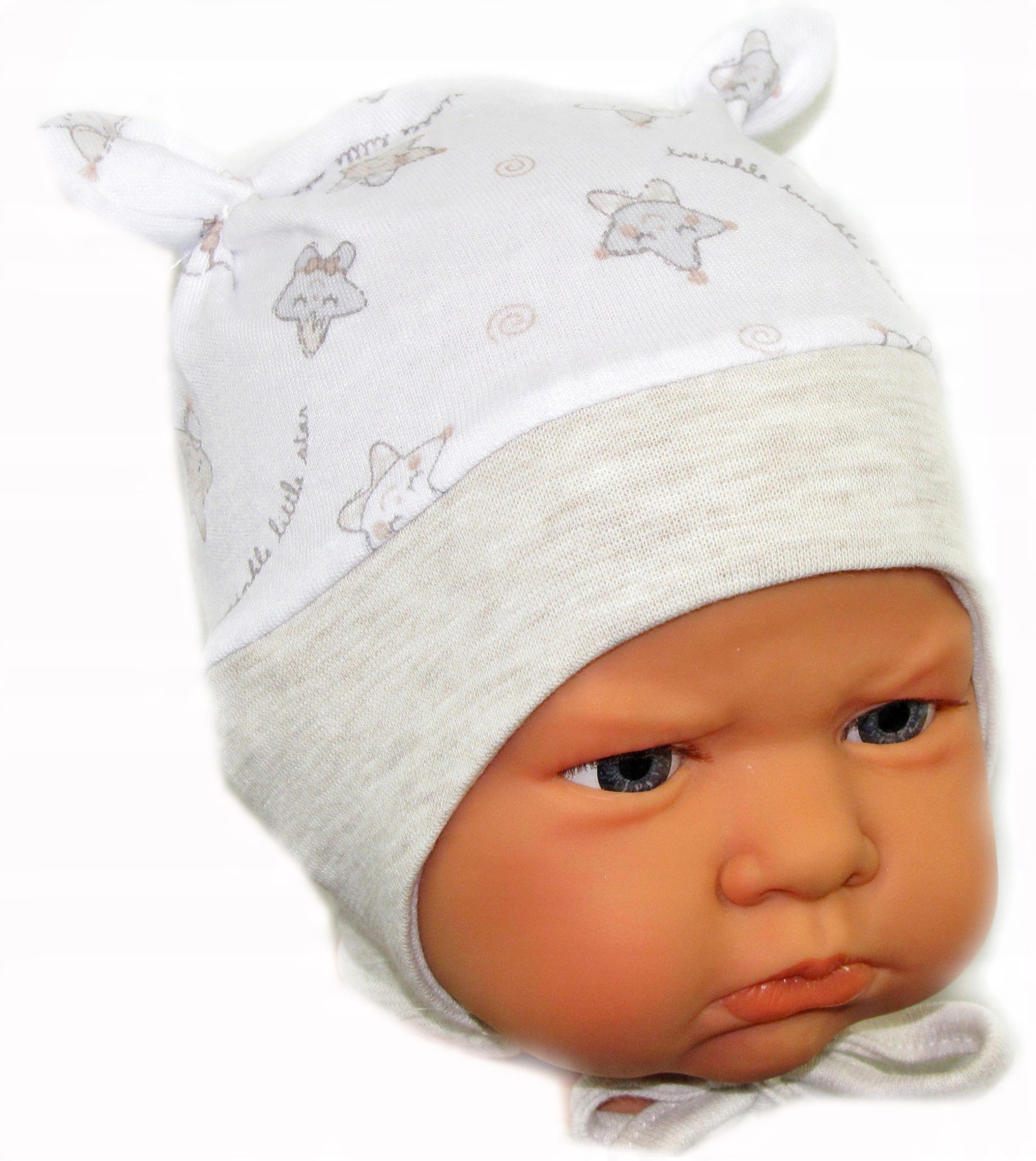 

Czapka Niemowlęca Wiązana 34-36cm Beige Stars /15/