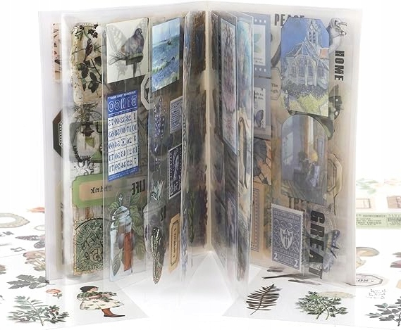 ZESTAW DEKORACYJNYCH NAKLEJEK VINTAGE DO SCRAPBOOKINGU