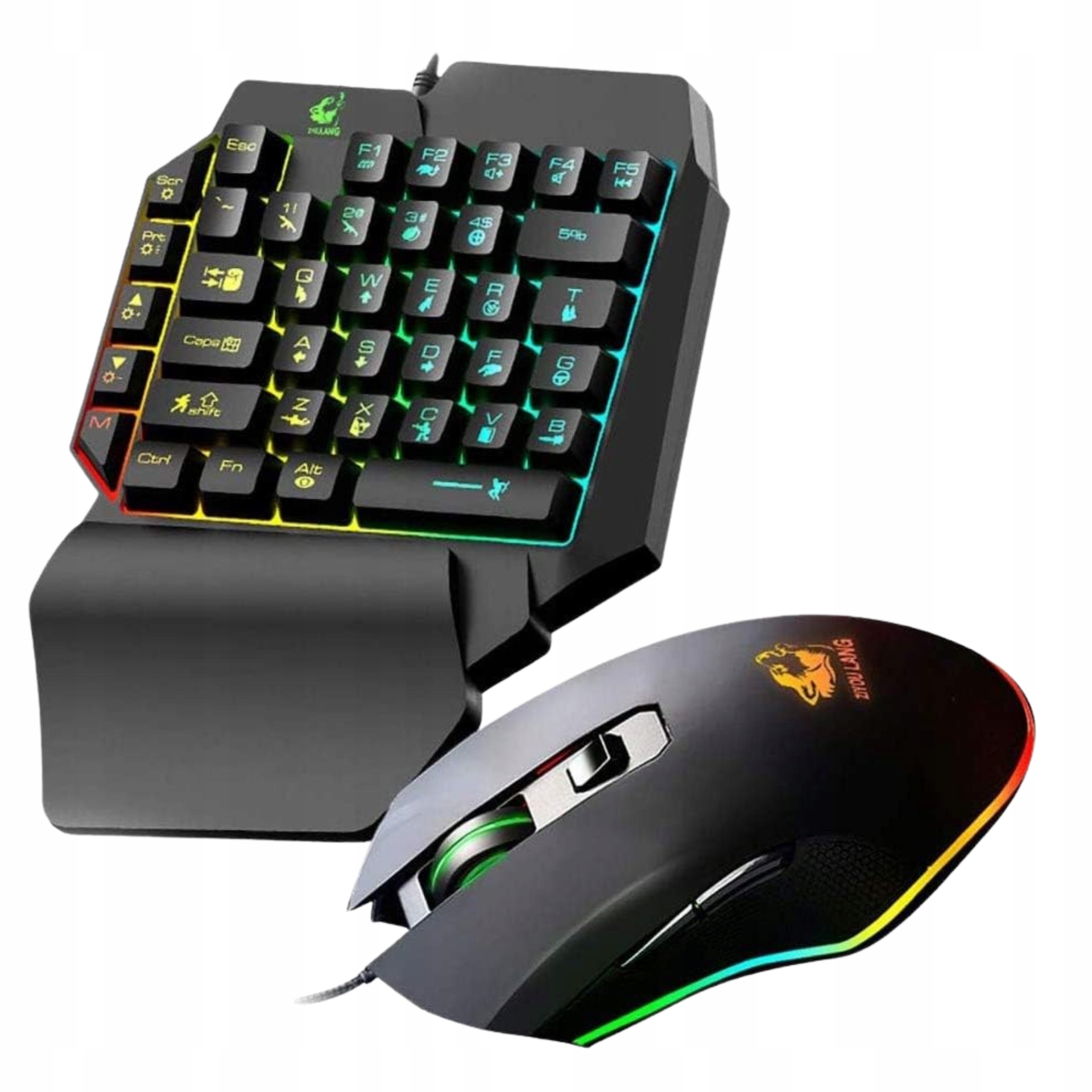 Zestaw gamingowy klawiatura jednoręczna 39 klawiszy Rgb mysz Usb Pc Xbox