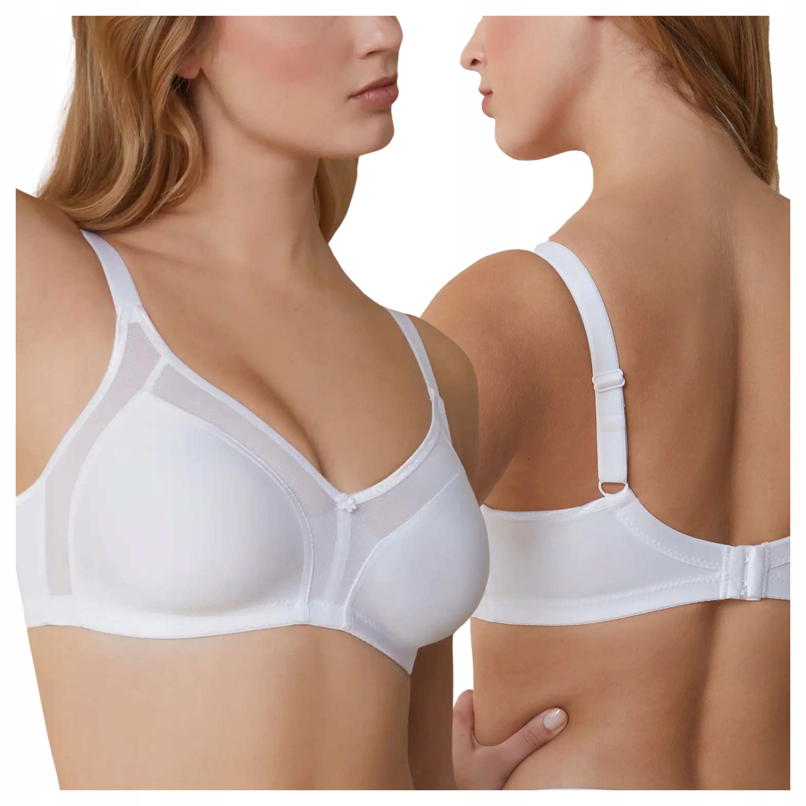 Biustonosz Gładki Bez Fiszbin Regulowane Ramiączka Stanik Biel 75C