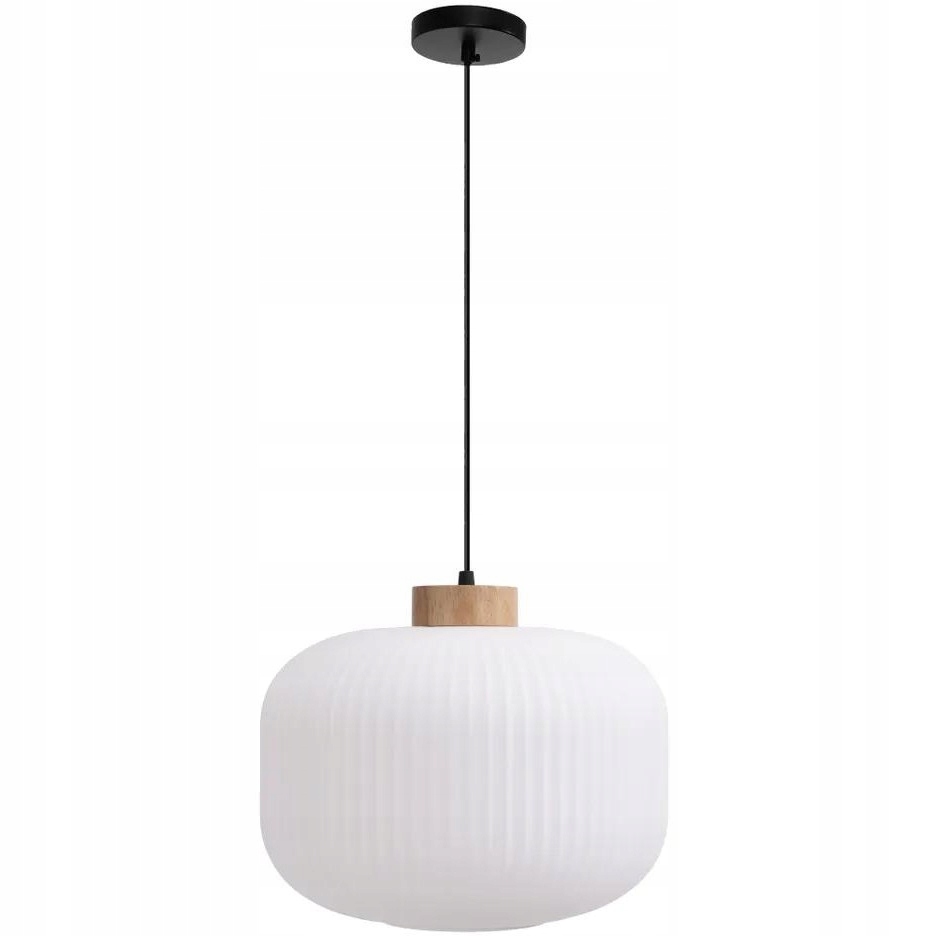 Lampa Sufitowa Wisząca Mleczne Szkło Ryflowane Pojedyncza Boho Loft E27