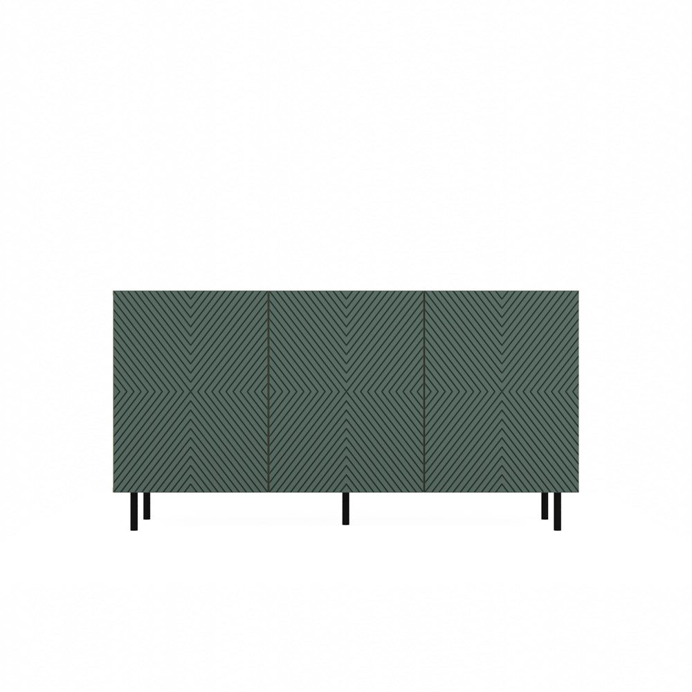 KOMODA 150 cm SZAFKA NOWOCZESNA POJEMNA PÓŁKI DRZWI LAMELE ARTISAN ZIELEŃ Głębokość mebla 40 cm