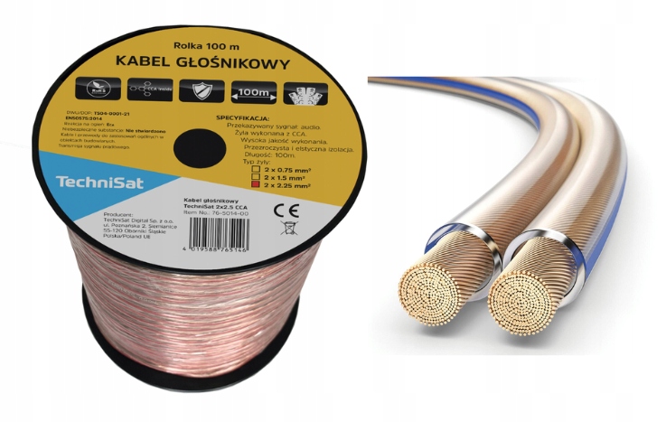 Reproduktorový kabel 2 x 2,5 mm