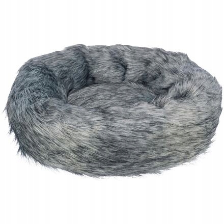 Levně Kulatý pelech Yelina 55 cm dlouhý plyšový vlas, černá/šedá