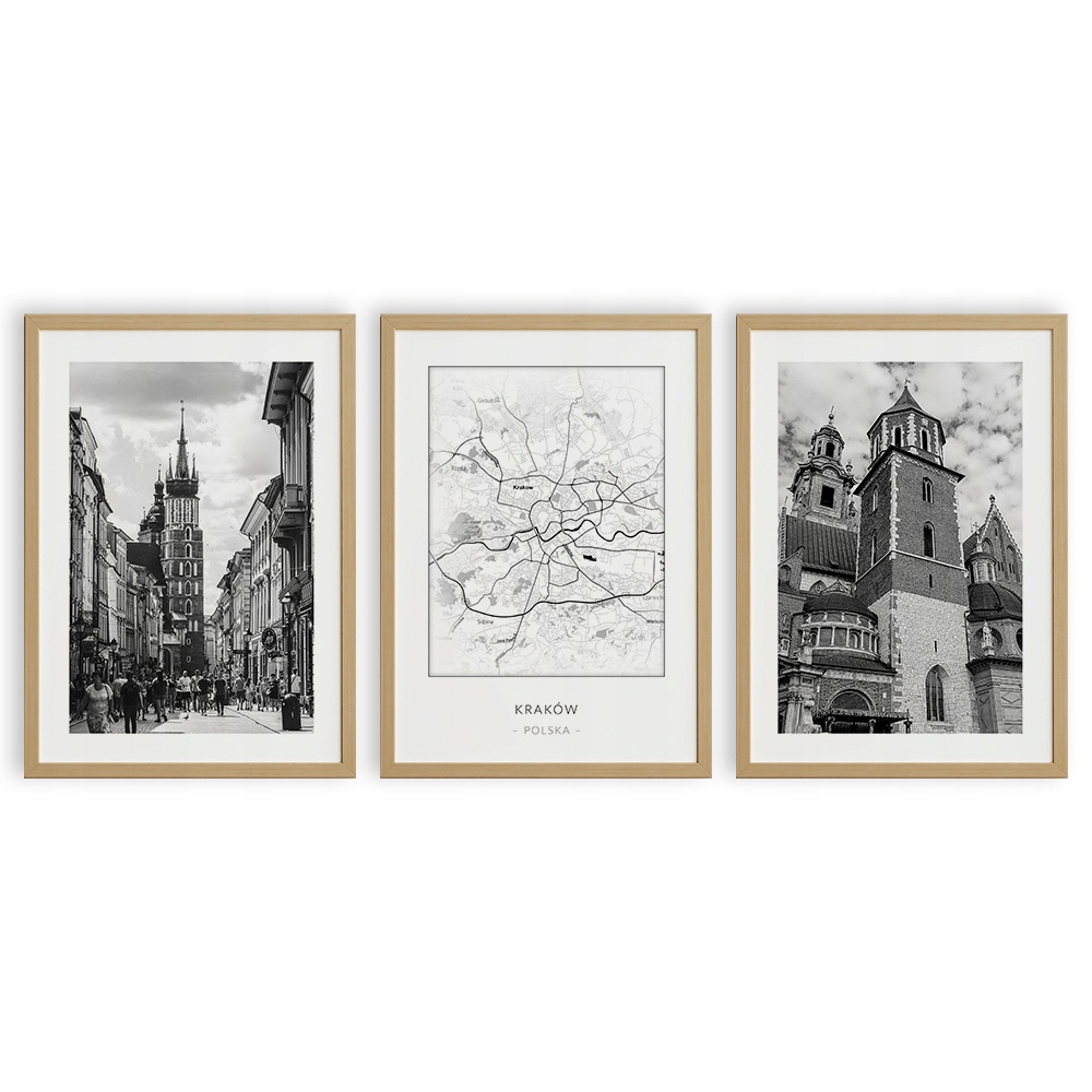 PLAKAT OBRAZ A4 ZESTAW KRAKÓW MIASTO MAPA DUŻY