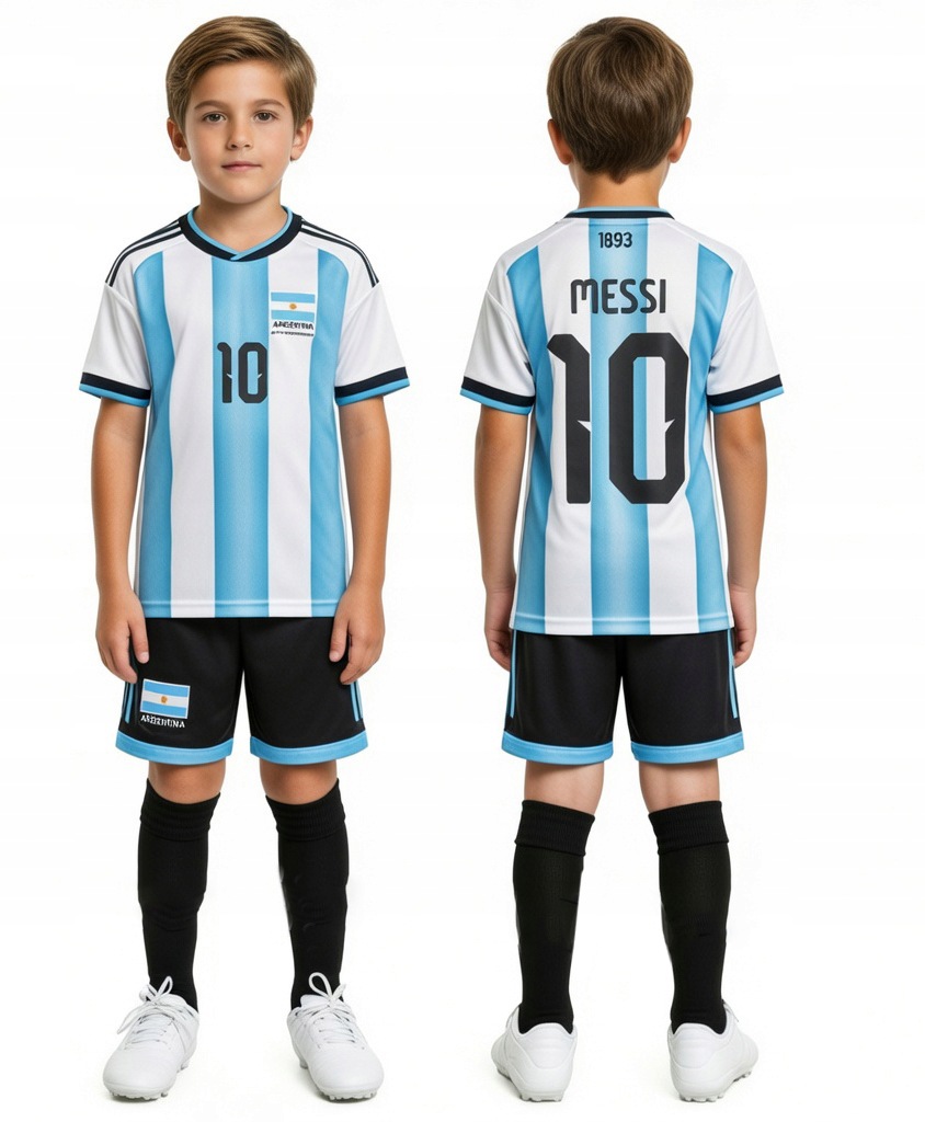 Strój piłkarski Messi 10 Argentyna koszulka spodenki getry 152