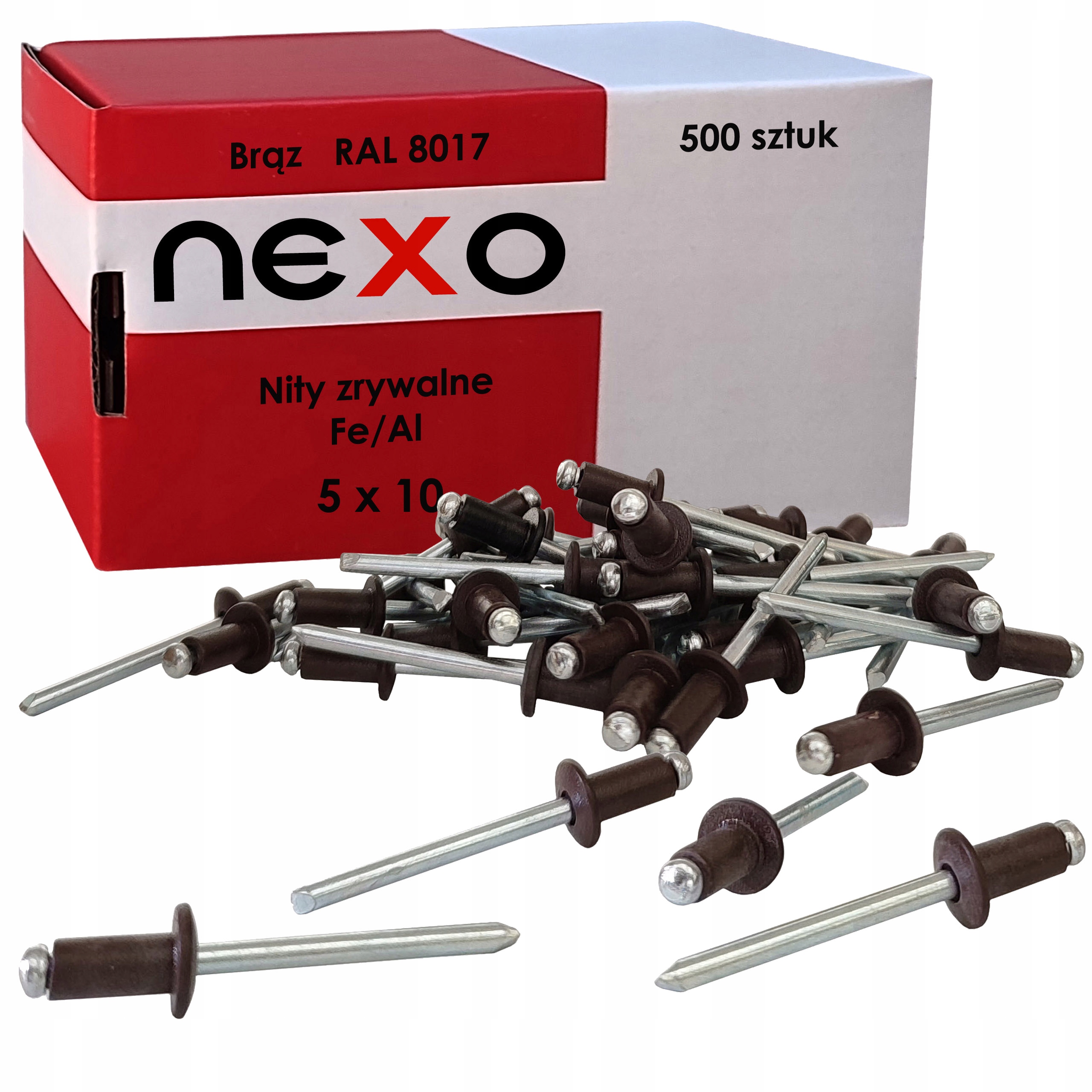 Nity Zrywalne 5X10 MM Aluminiowe Ral 8017 Nit Zrywalny Fe/al 500 Sztuk