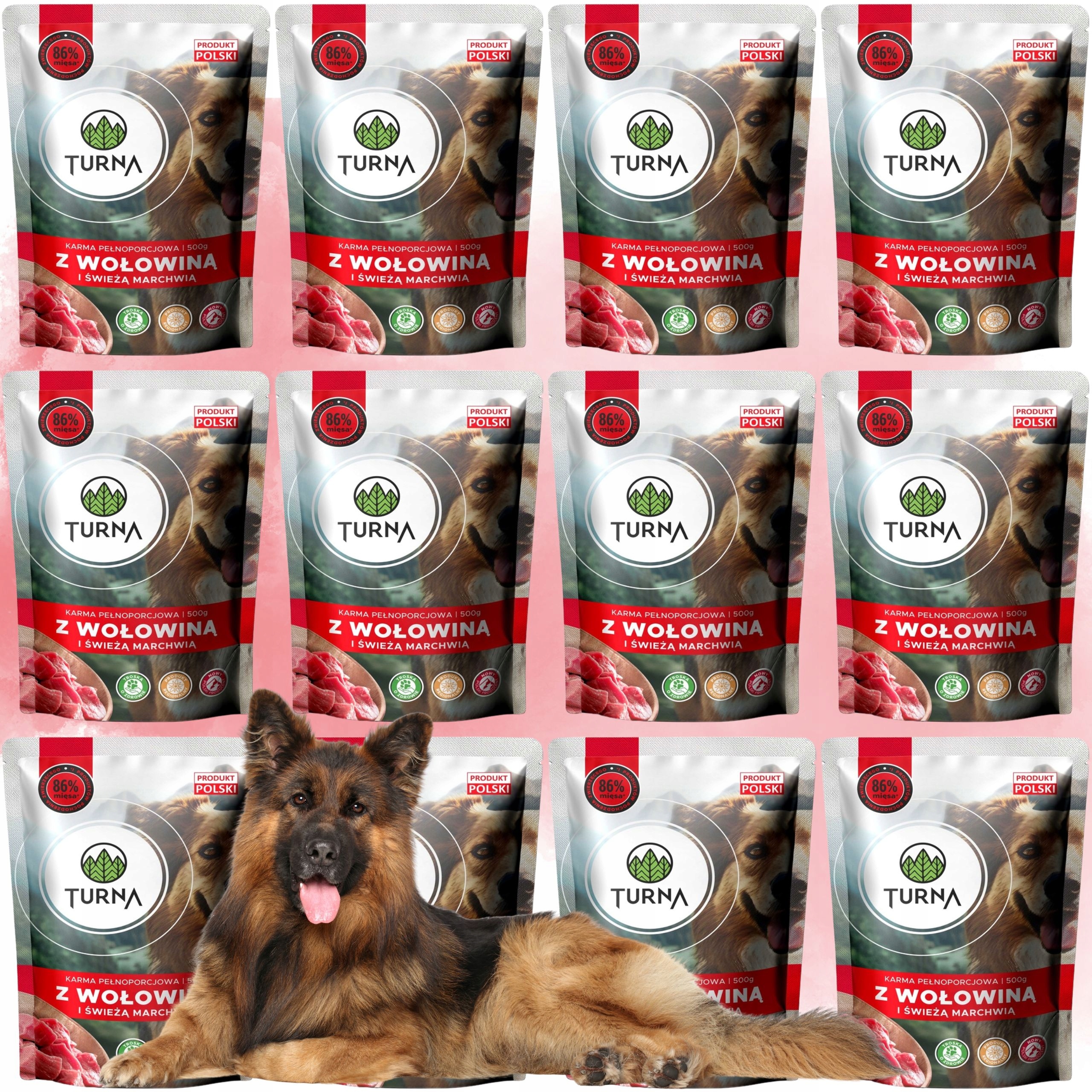 Levně Vlhké krmivo pro psy s hovězím masem Turna 500 g, zdravé srdce psů, přírodní složení