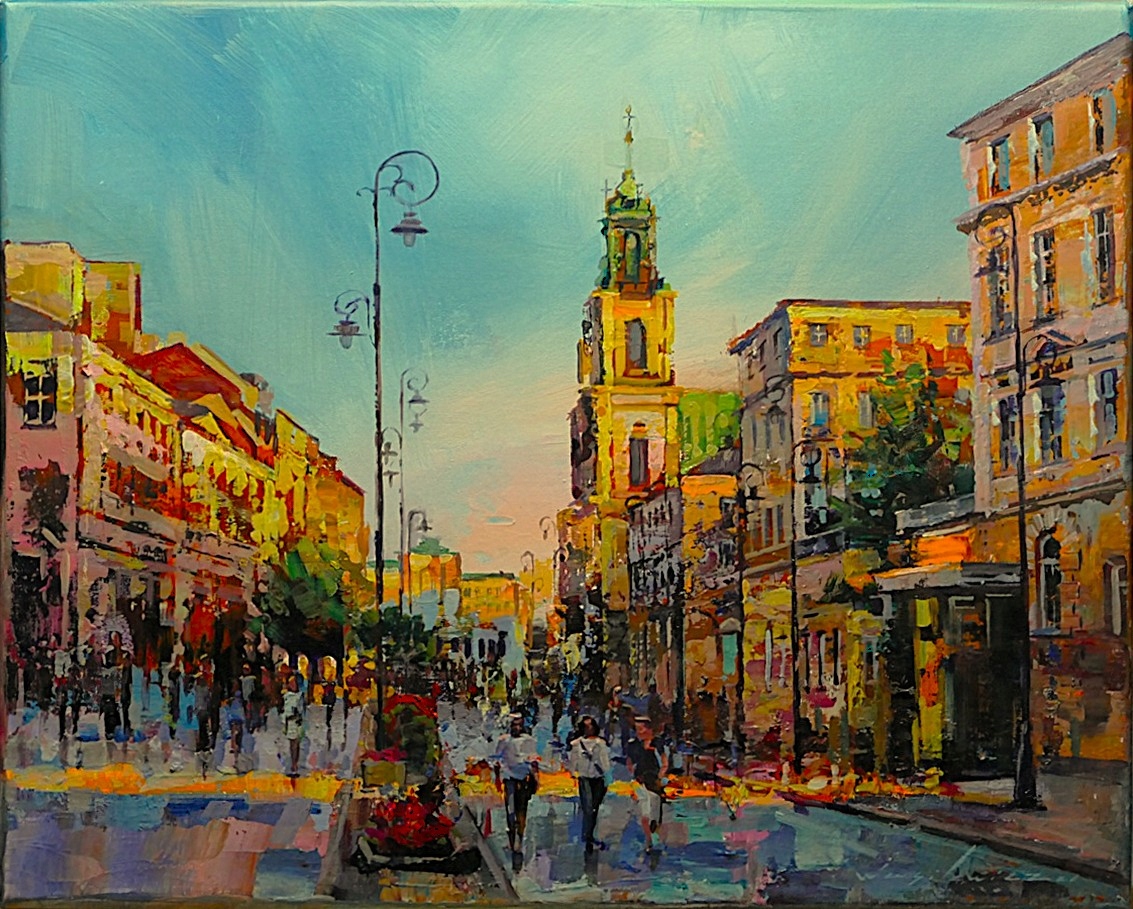 Wasilewicz NOWY ŚWIAT,WARSZAWA obraz olejny