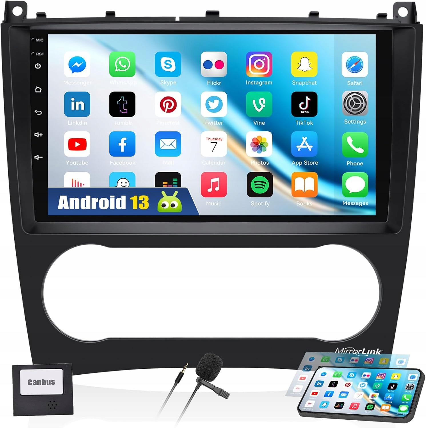 Rádio Navigace Android Mercedes W203 W209 C-Class 9" Gps WiFi Camecho