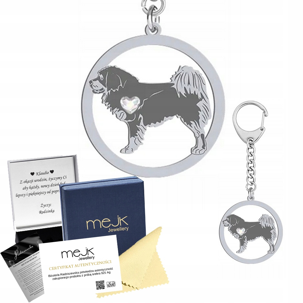 Přívěsek Na Klíče na klíče s psem Tibetan Mastiff 925 Dárek Žena Gravírování