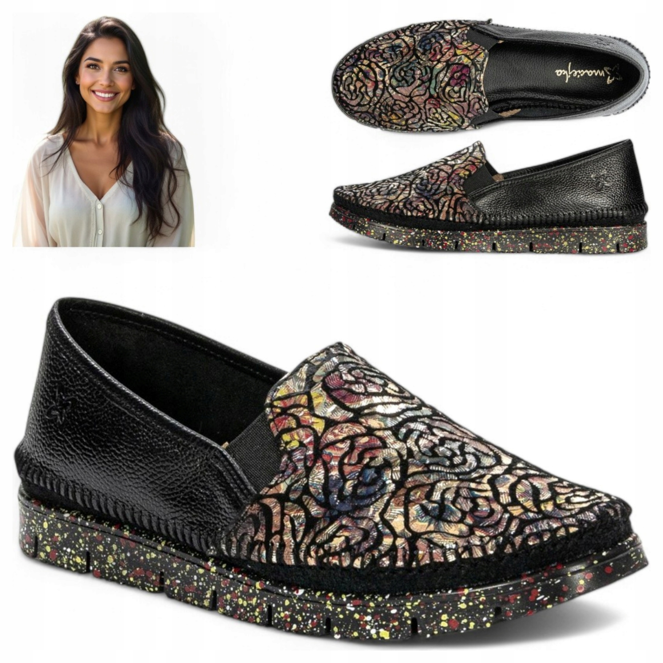 Dámské polobotky Maciejka 37 Kožené Černé Espadrilky Prodyšné Jarní