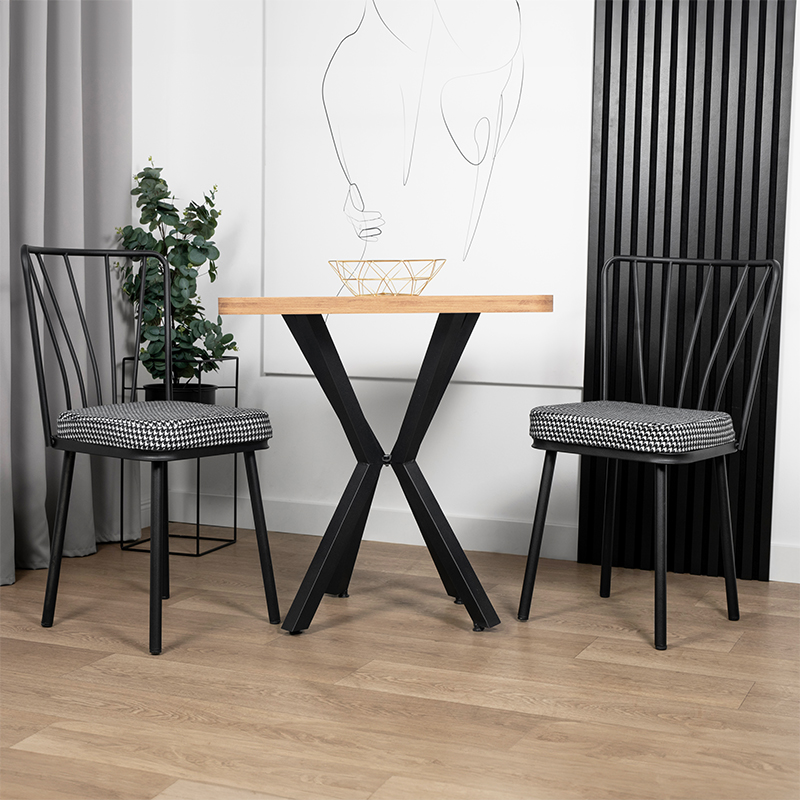 Stół z krzesłami zestaw do salonu 2 krzesła nowoczesny industrialny loft Kolor korpusu krzesła czarny