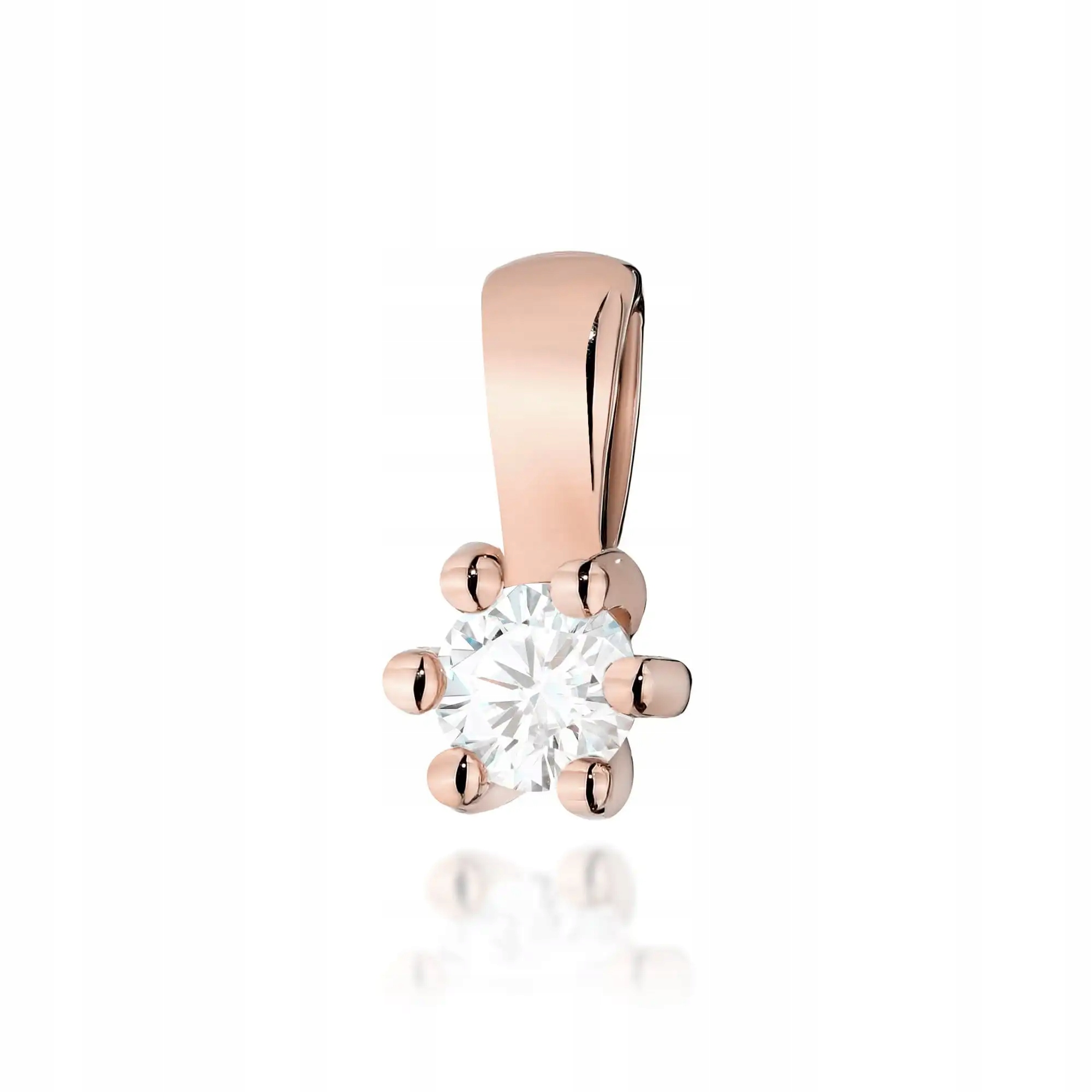 Přívěsek zlatý 585 s diamantem 0,10 ct růžové zlato elegantní jako dárek 14k