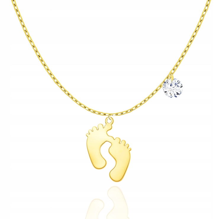 Zlatý náhrdelník Nohy Zirkon 585 Pro Maminky Gravírování