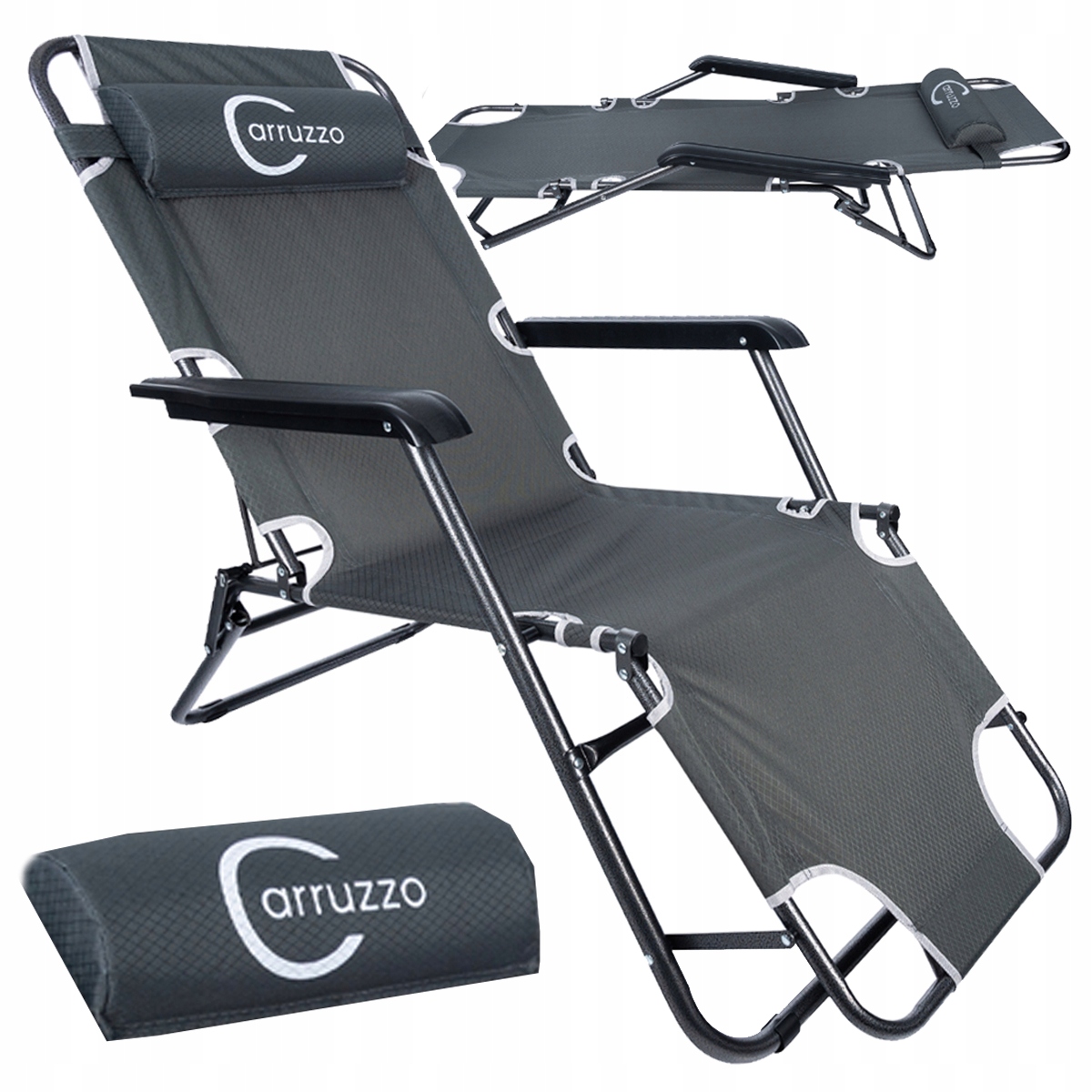 Leżak Ogrodowy 3-Stopniowy Fotel Plażowy z Regulacją