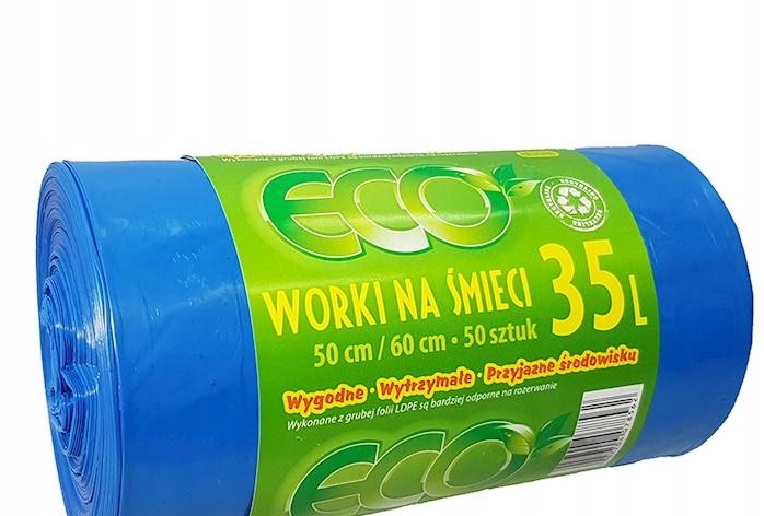 

Worki na śmieci 35L 50 sztuk Niebieskie Papier