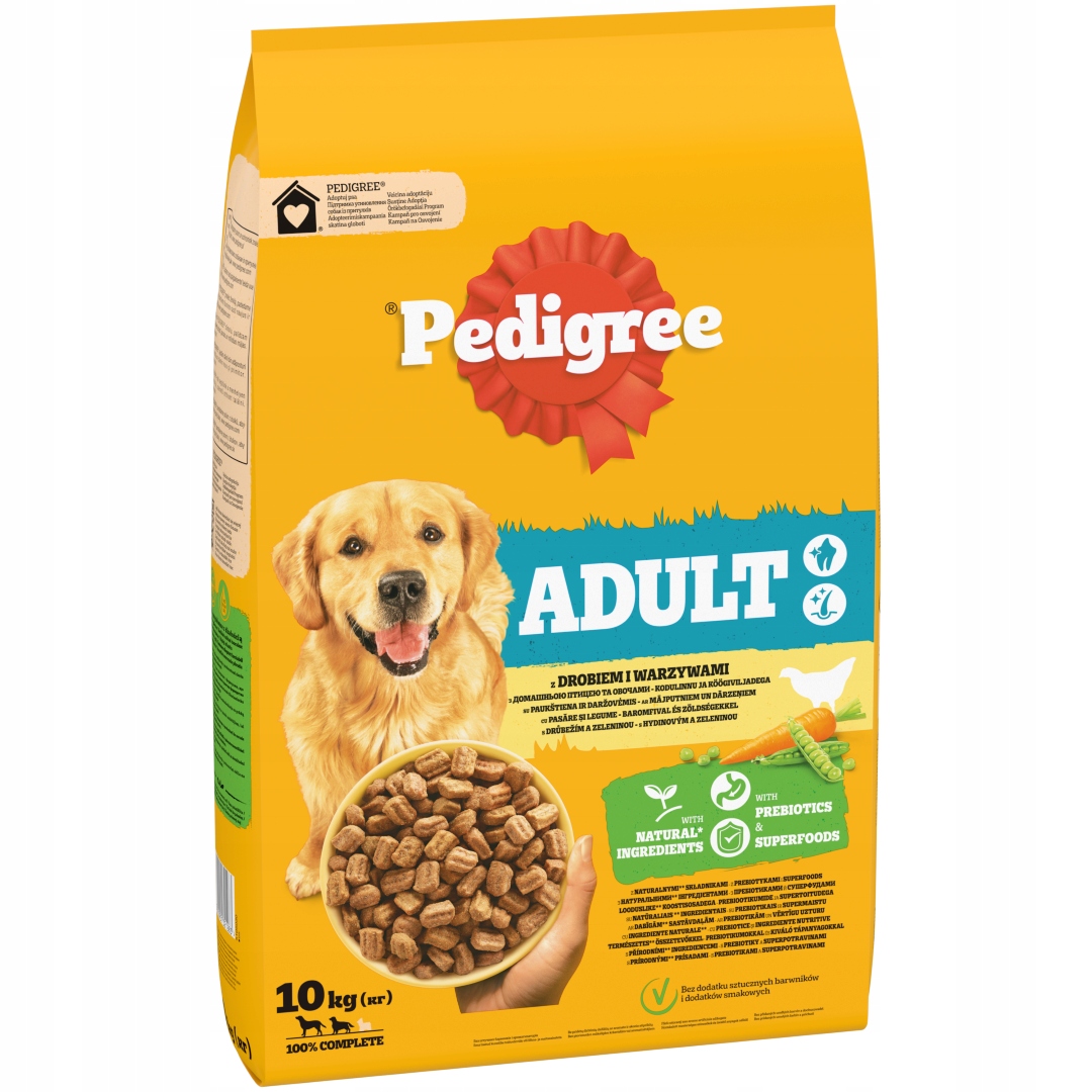 Pedigree 10 kg Krmivo pro psy středních a velkých plemen s drůbeží a zeleninou