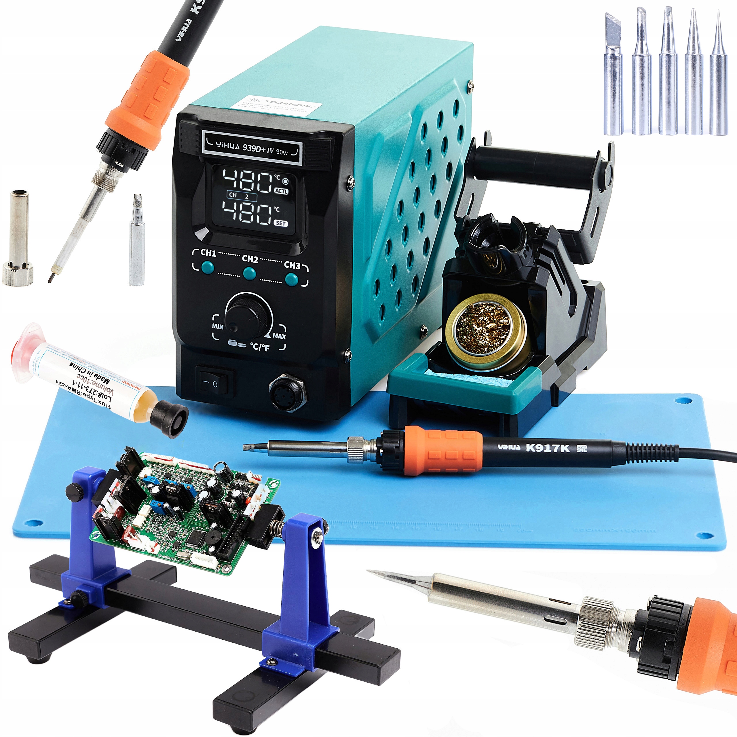 Pájecí Stanice Yihua 939D+-IV 90W Páječka S Páječkou, Sada Příslušenství
