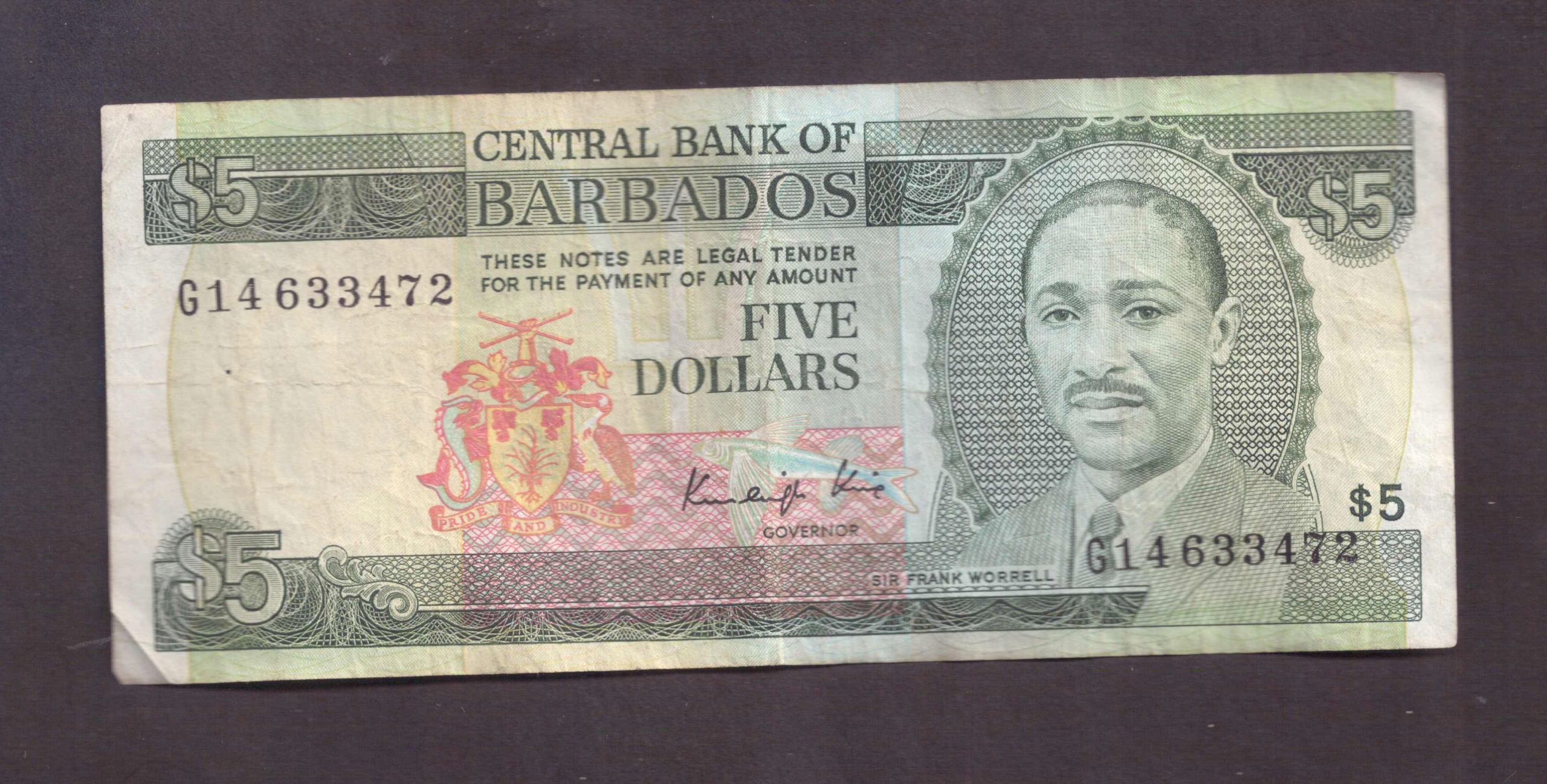 Barbados - banknot - 5 Dolar