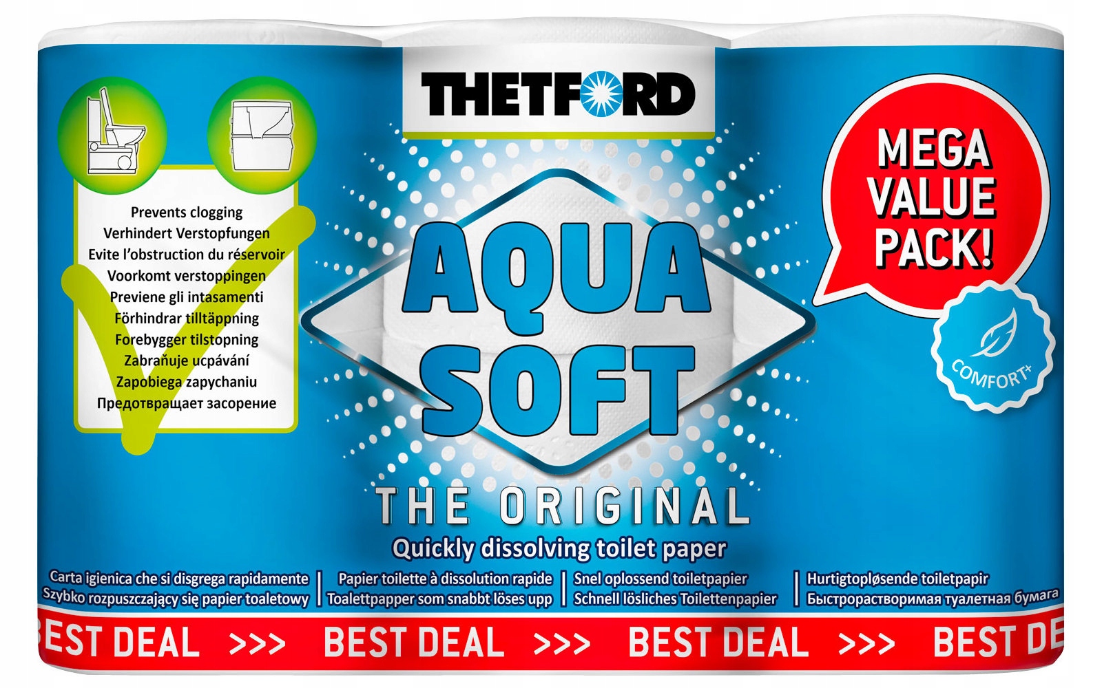 THETFORD ROZPUSZCZALNY PAPIER TOLAETOWY DO KAMPERA PRZYCZEPY AQUA SOFT 6
