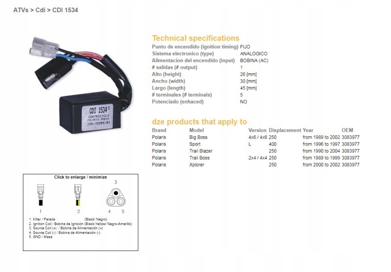 Modul Zapaľovania CDI Polaris 250 89-04, 400 Sport 96-97