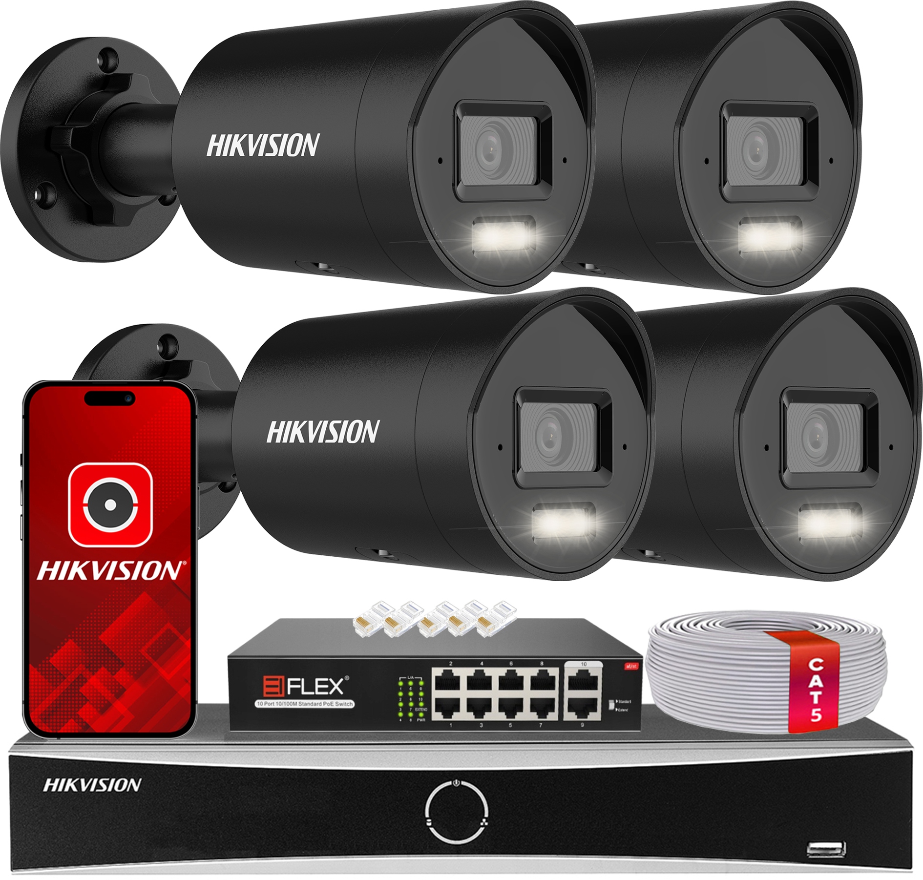 Sada na monitorovanie 8MPx Hikvision 4x DS-2CD2083G2-LI2U Black Nvr Acusense