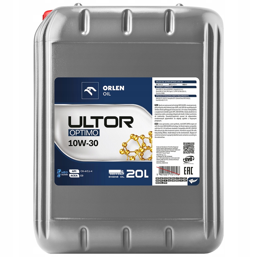 Olej Silnikowy Półsyntetyczny Ciężarowe Orlen Oil Ultor Optimo 10W-30 20L