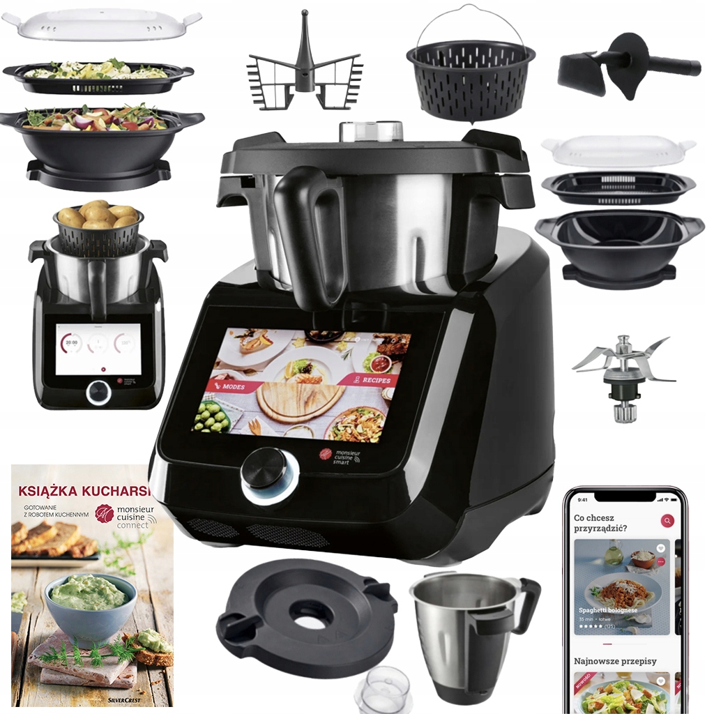 Monsieur Cuisine Robot Kuchenny Lidlomix Czarny Smart Wi-Fi Smart RATy Apka