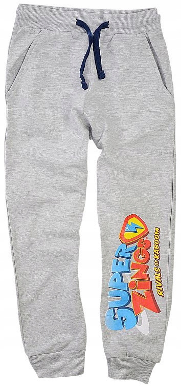 SPODNIE DRESOWE DRESY SUPER ZINGS CHŁOPIĘCE SZARE BAWEŁNA PREMIUM 128 R045W