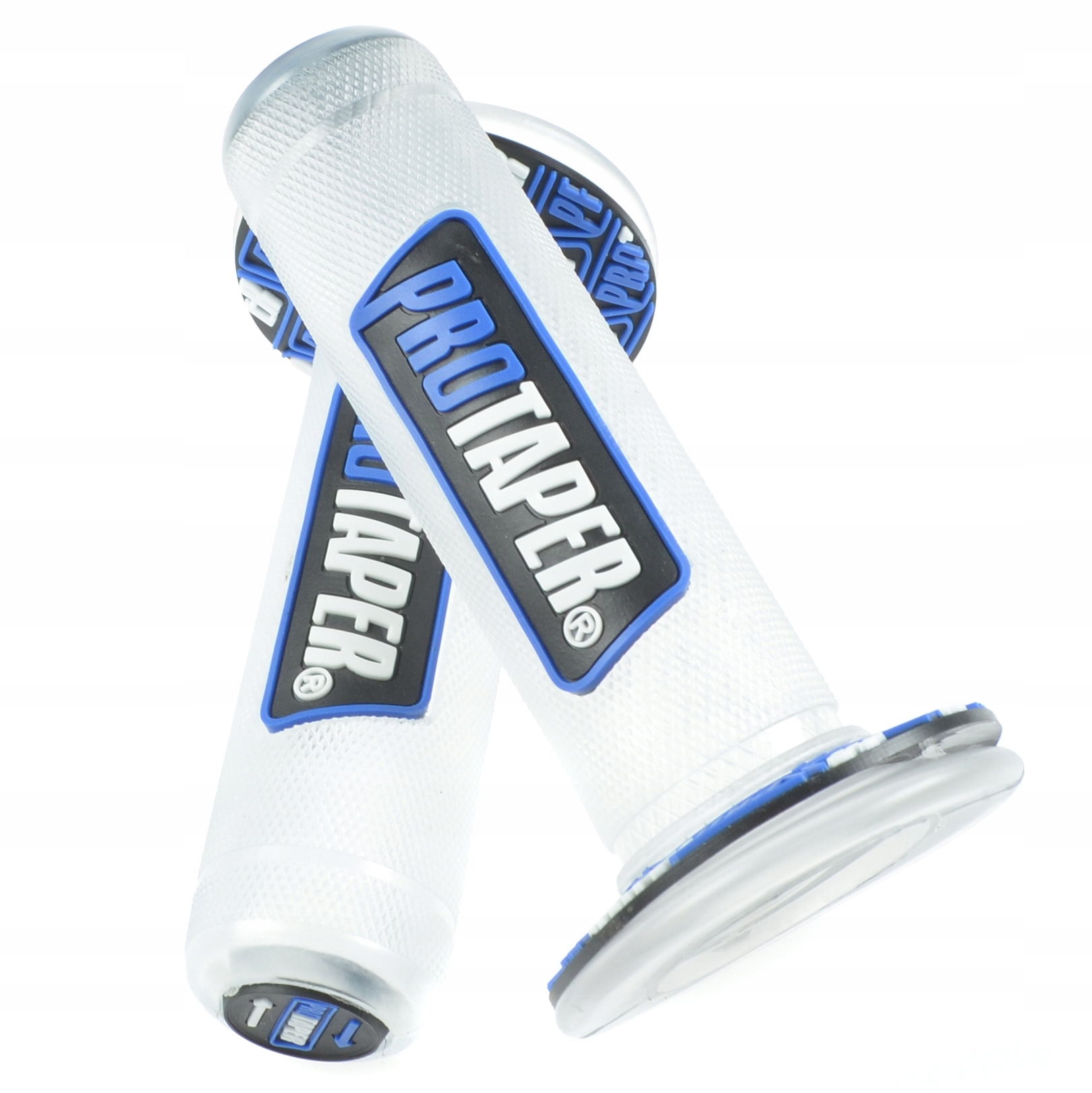 Uniwersalne manetki motocyklowe Protaper cross, bober biało-niebieskie