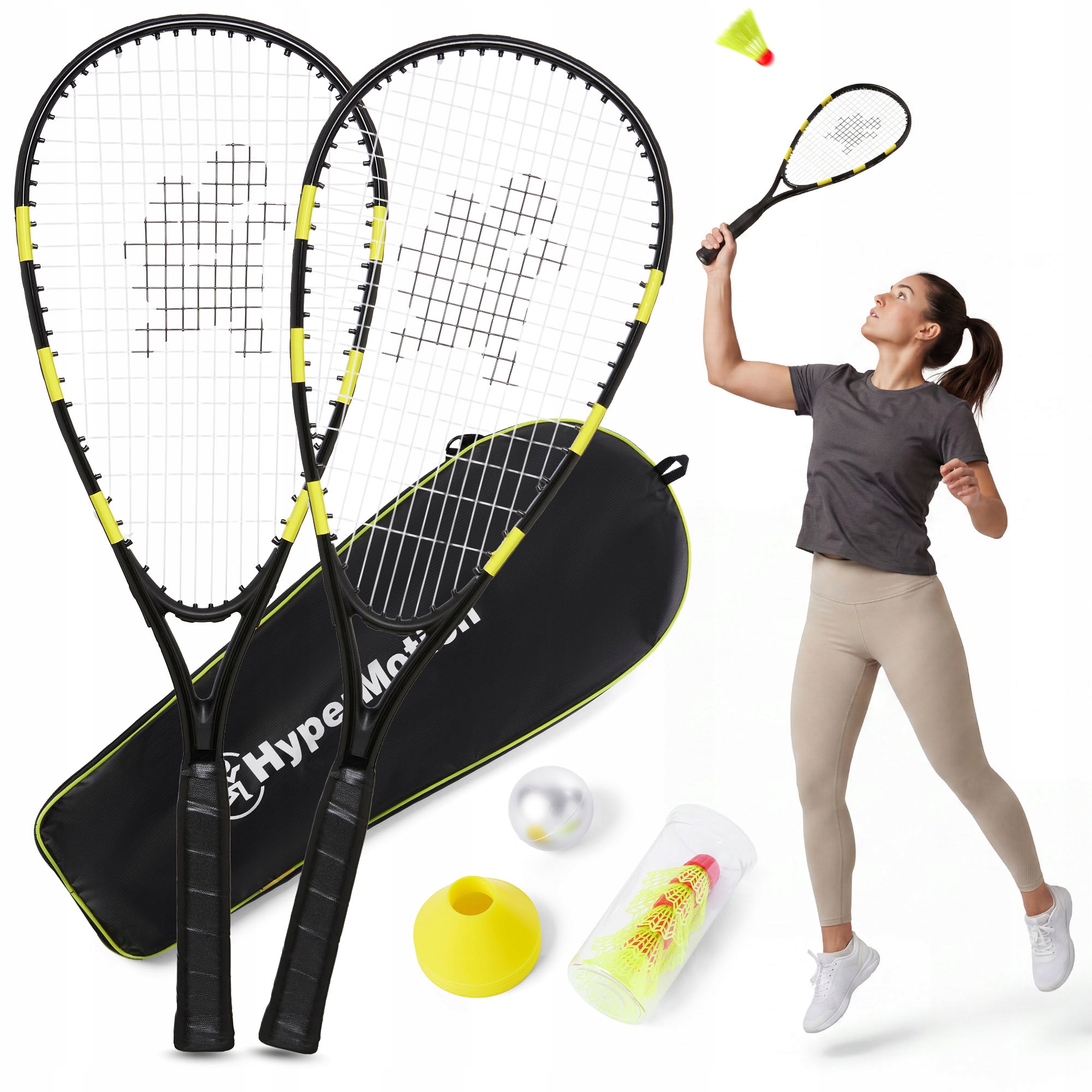 Speed Badminton Hypermotion – Sada 2 raket, 5 Míčků, míč, taška