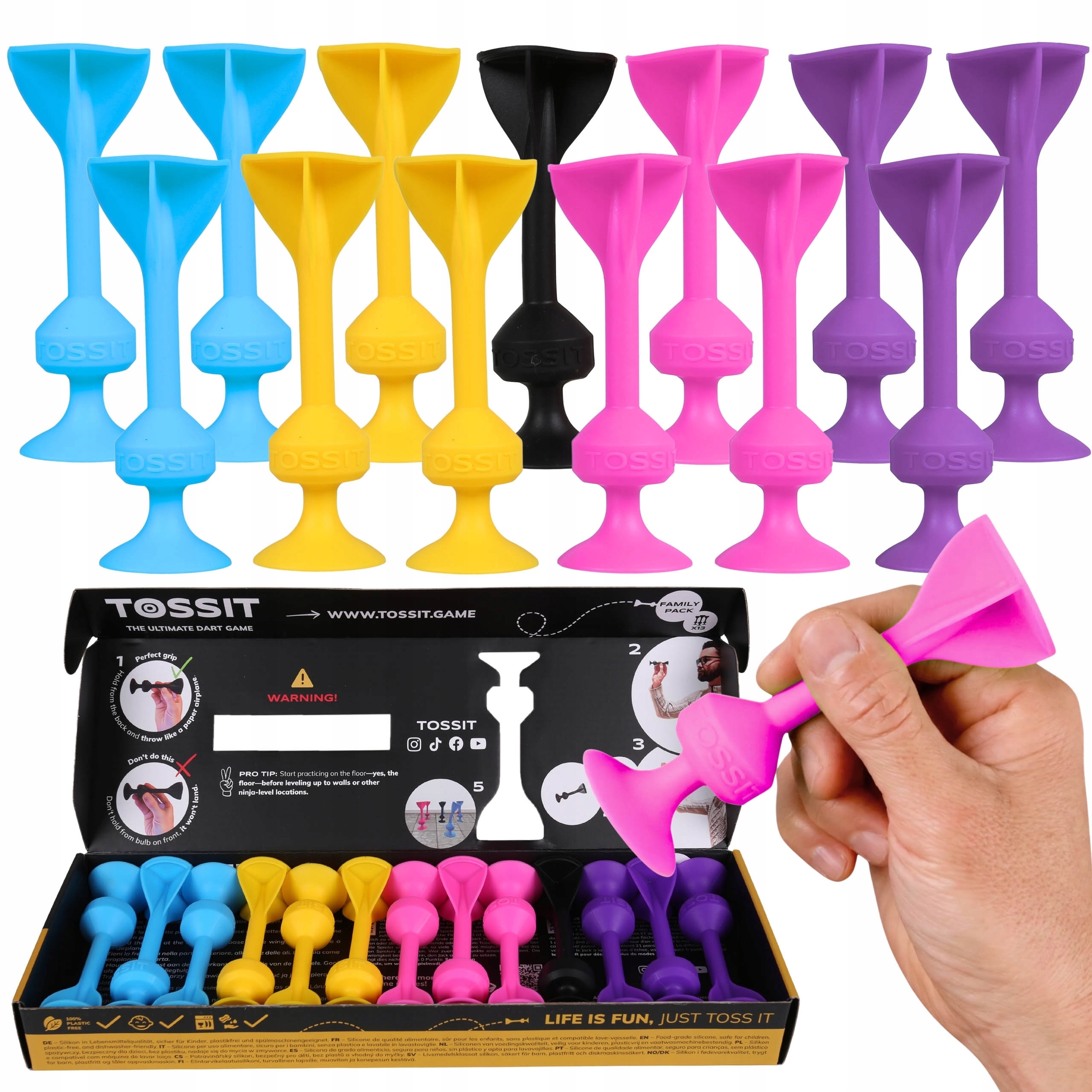 Tossit Zestaw rodzinny, gra W Rzutki z przyssawkami, Dart lotki 13 Sztuk