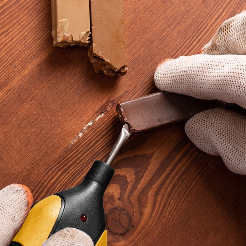 Grindų ir baldų vaško remonto komplektas su lydytuvu, 18 dalių – produkto nuotrauka 6