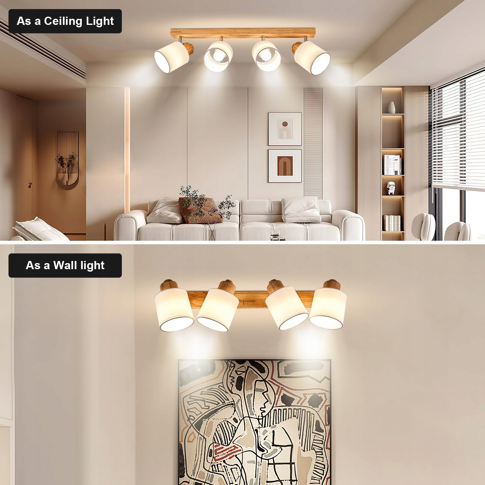 DOUGHELEC Lampa Sufitowa 4 Płomienna Vintage E14 Do Salonu — miniatura 5