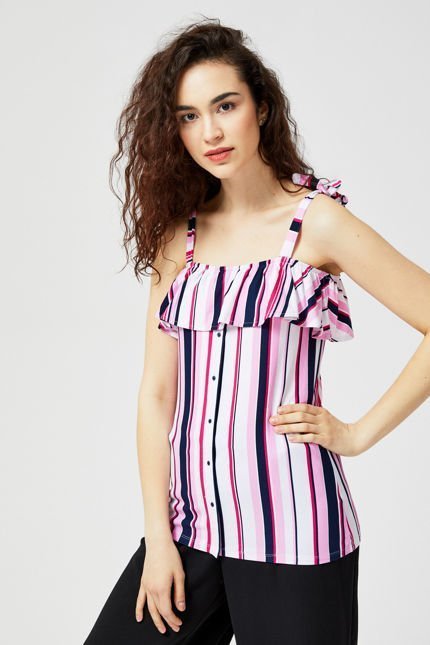 

Moodo Top z falbaną L-TS-2910 Fuchsia; Xs